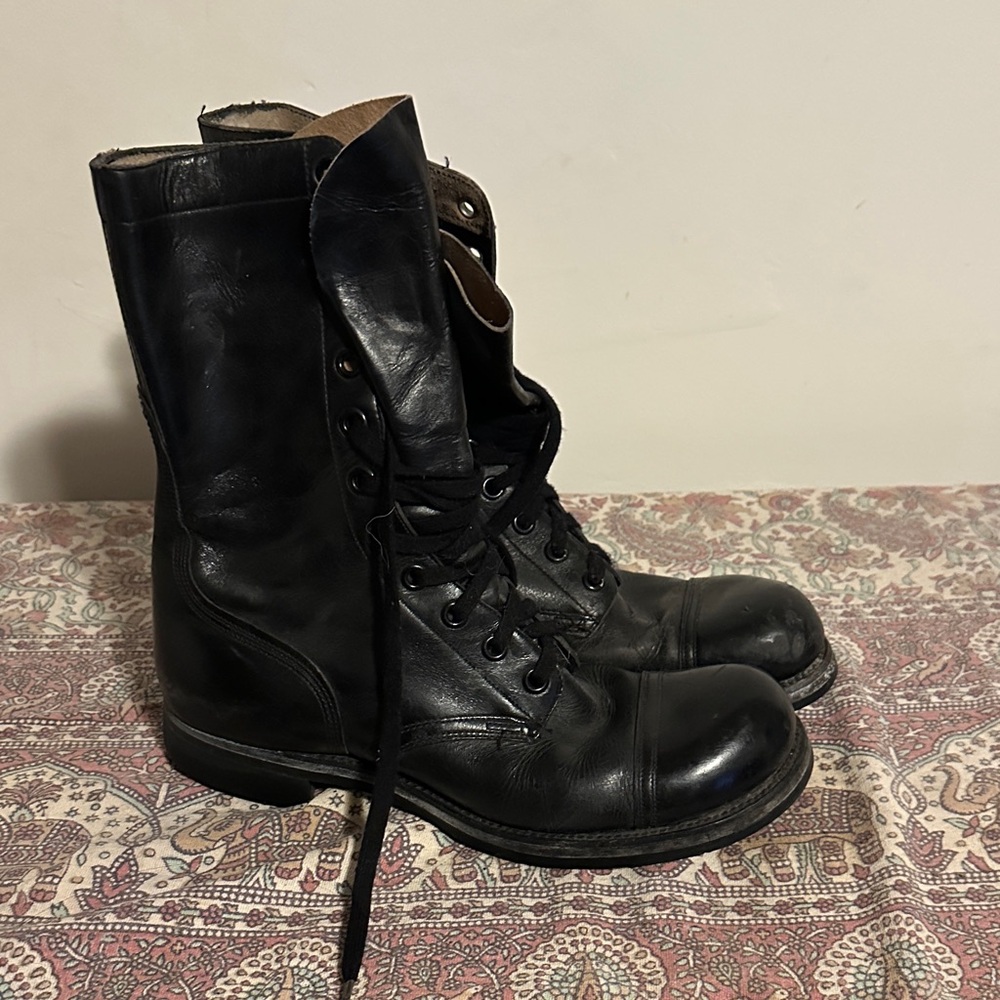 Corcoran Black Leather Military Jump Boots cap toe classic vintage